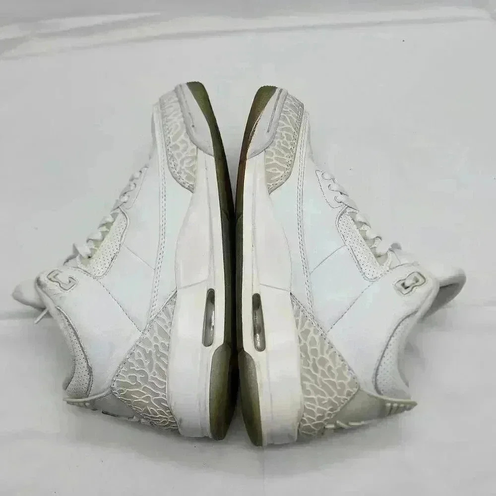Nike Air Jordan Men's Leather 3 Retro 2018 Sneakers Shoes Triple White Size 7.5 - Picture 8 of 11